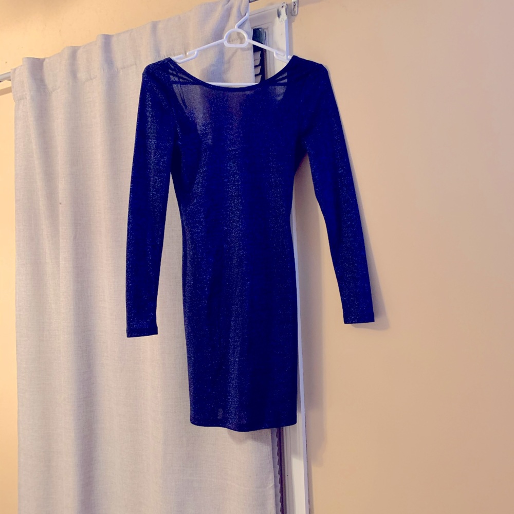 Sparkly blue long sleeved dress